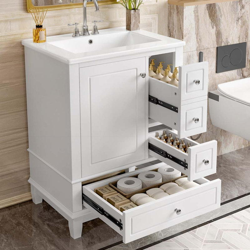 Meuble-lavabo 24 po avec lavabo en céramique, Blanc