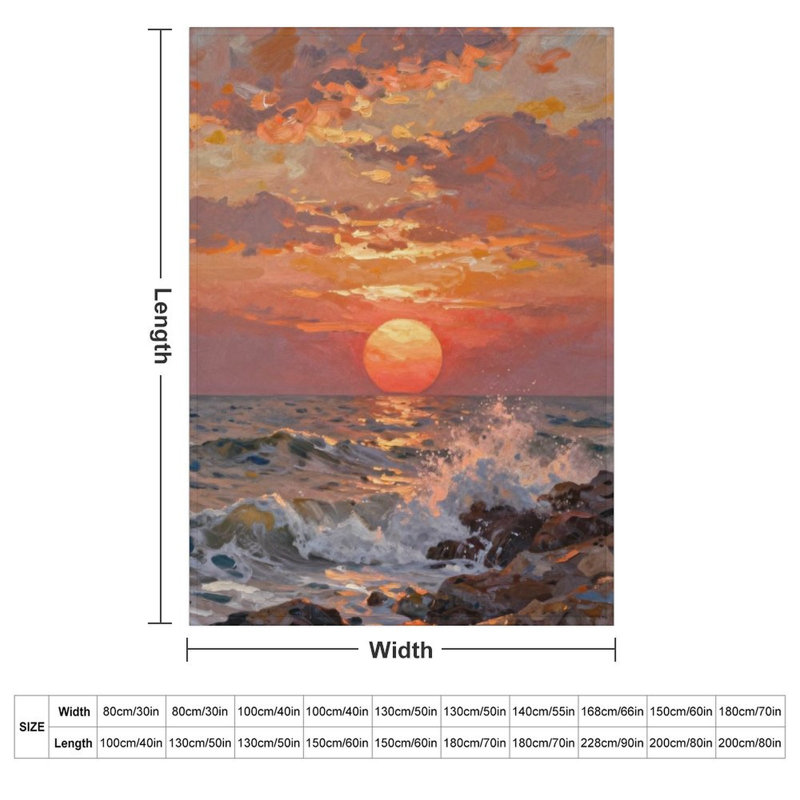 Jeté en flanelle Sunset Ocean, 40 po x 50 po