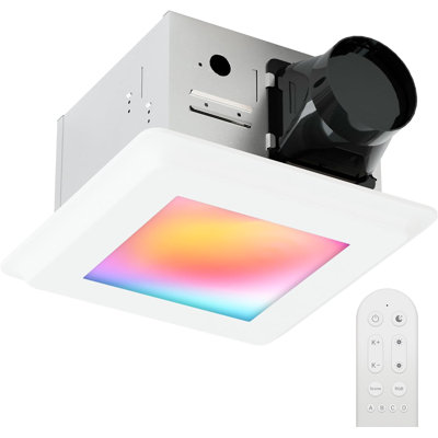 100CFM Bath Fan With Color-Changing Lighting, Remote Control Built-in RGBWW LED Light
