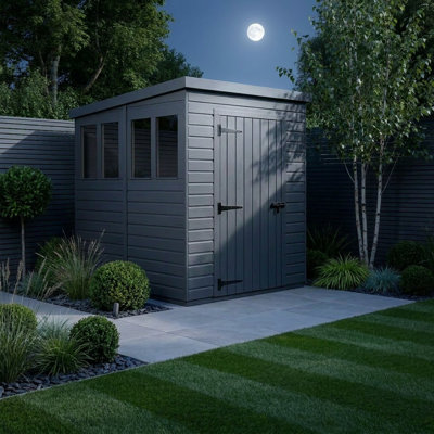Total Sheds 5ft x 8ft Composite Pent Garden Shed - Single Door - With Windows - EPDM Rubber Roof - UK Manufactured