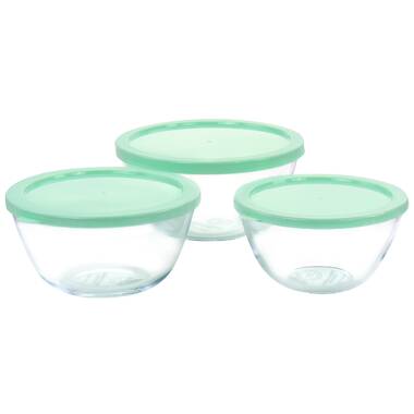 Martha Stewart 3-Piece Plastic Stackable Container Set, Mint Green