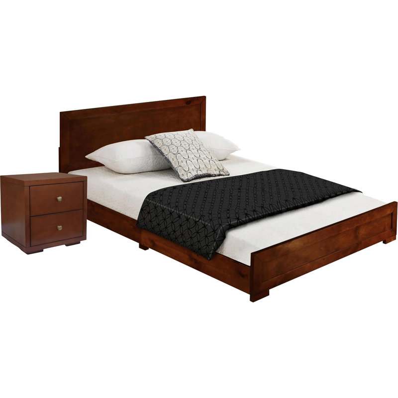 Ensemble de chambre avec lit plateforme 2 pièces Trent, Noyers, Double