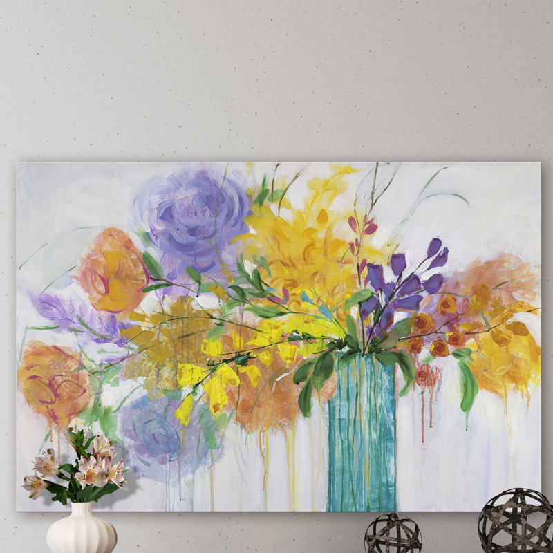 Warm Summer Blooms II Yellow Floral Canvas Art Print