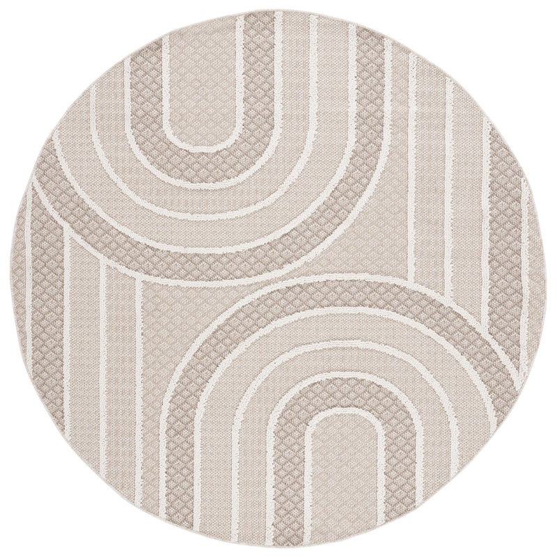Feflibai Performance Geometric Rug, Round 6'7"