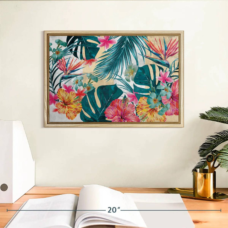 Flore tropicale, Cadre flottant en bois naturel, 13 po x 9 po