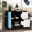 Sideboard Buffet Cabinet In Black And Red, 2 Drawers Generous Storage Compartments, For Kitchen, Dining, Living Areas, Modern Accent With Body Red Doors, & Open Dining Room,-769837720