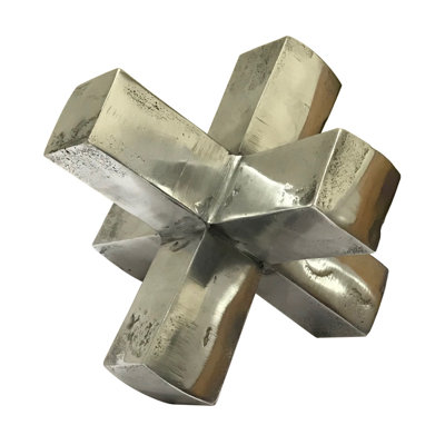 Pearl Abstract Starburst Tabletop Decorative Accent, Silver Metal 8 Inch
