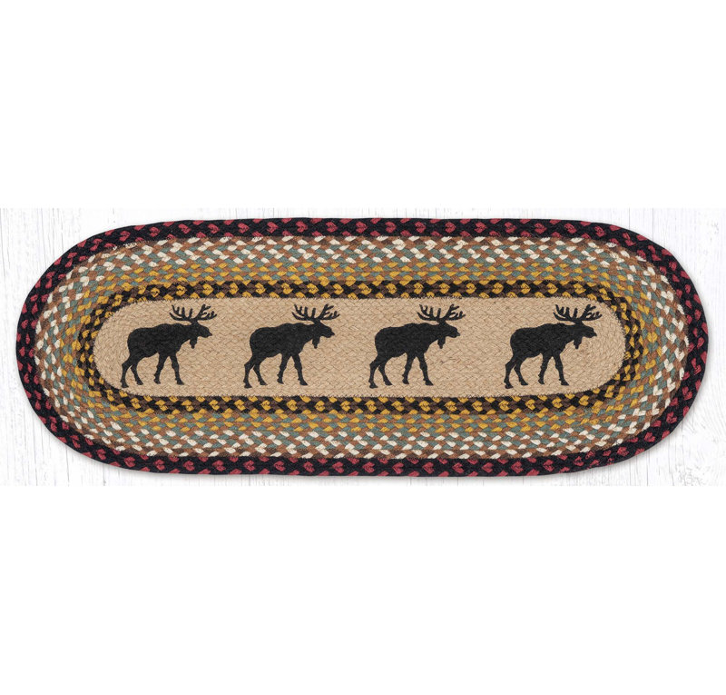 Chemin de table ovale tressé en jute naturel 13 po x 36 po Earth Rugs, Moose