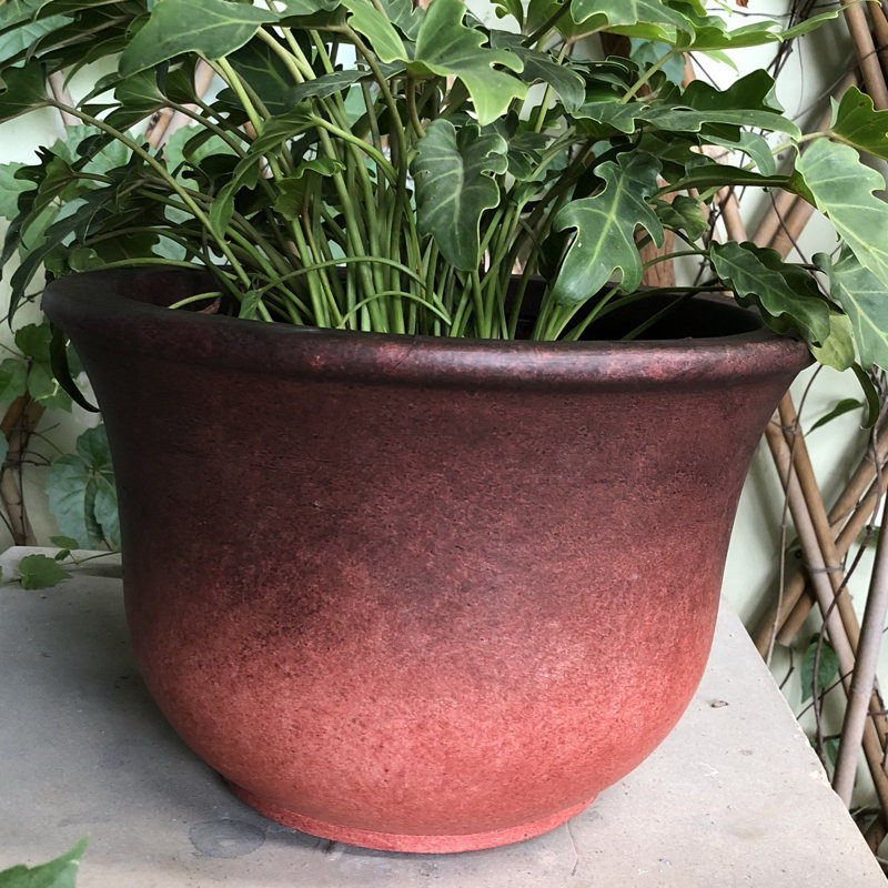 Pot à fleurs à cloche basse Marisol, H 10 po x l 15 po x P 15 po, Rouge