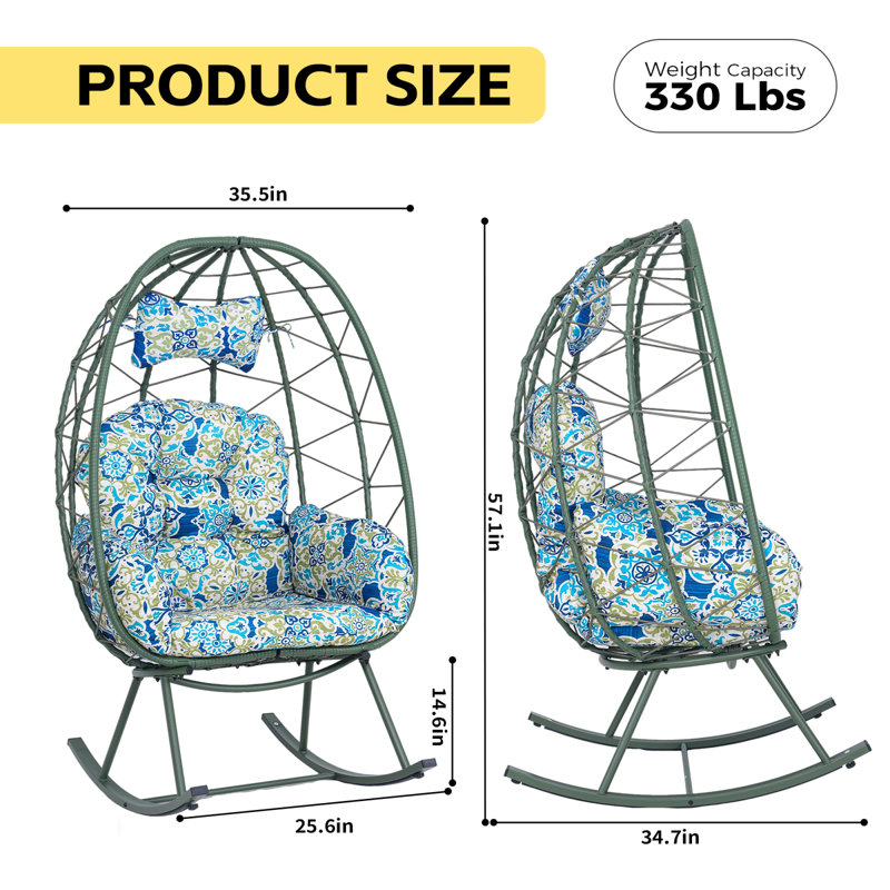 Fauteuils berçants et oscillants pliables, chaise cocoon en rotin pour patio