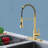 Kitchen Faucet With Pull Down Sprayer Industrial 1 Handle 1 Hole Or 3 Hole Faucet For Farmhouse Camper Laundry Utility Rv Wet Bar Sinks, Stainless Steel, Brushed Gold-118610655