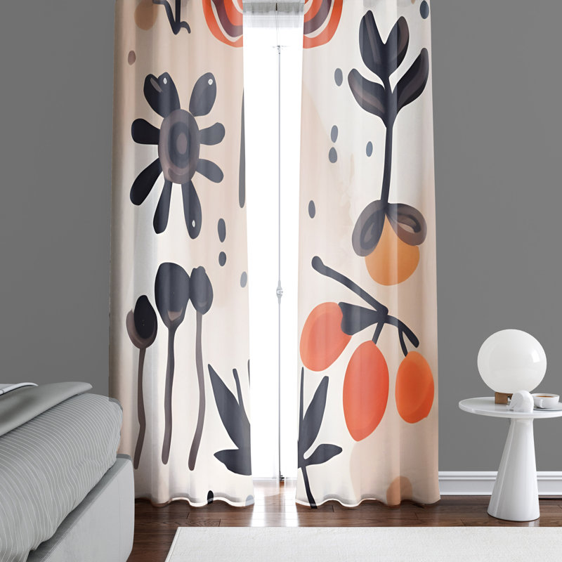 Paire de rideaux semi-transparents en polyester Dewees, L 20 po x L 82 po