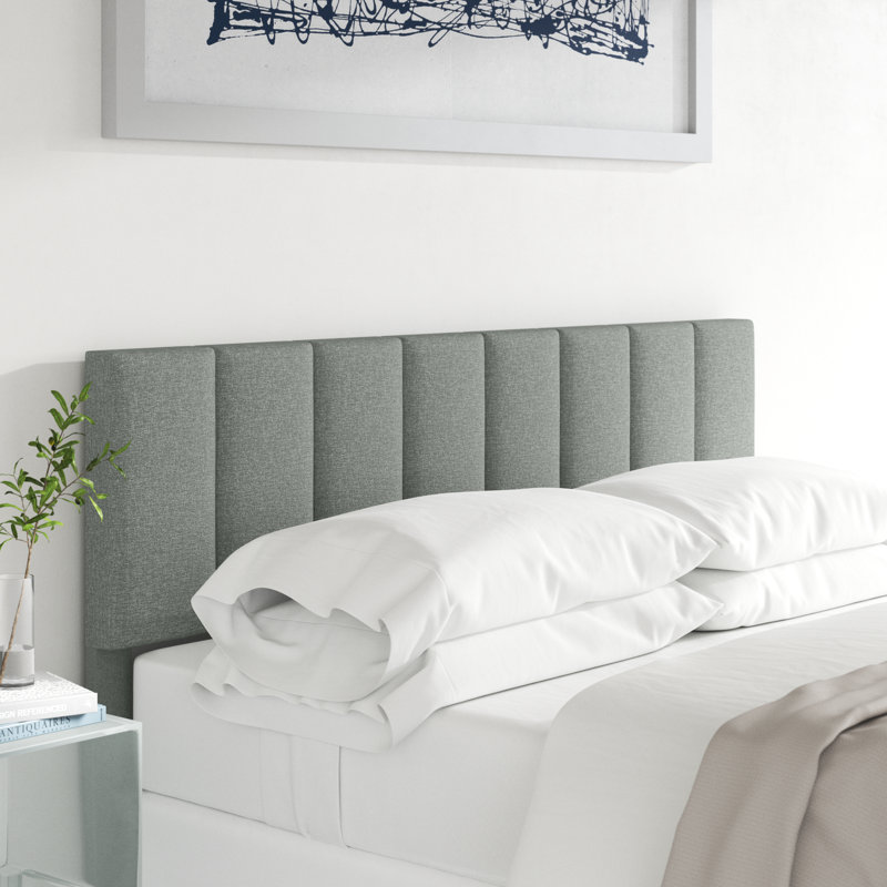 Askar Upholstered Panel Headboard, Light Grey, King