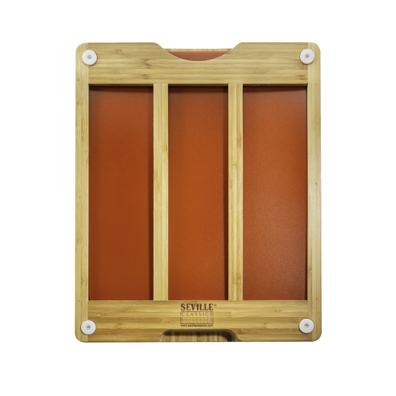 Bamboo Cutting Board with Color-Coded Flexible Mats Set