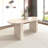Kitchen Extendable Dining Table For 4-8 People, Oval Kitchen Table With Wooden Strip Base For Family Living Room-1795385778
