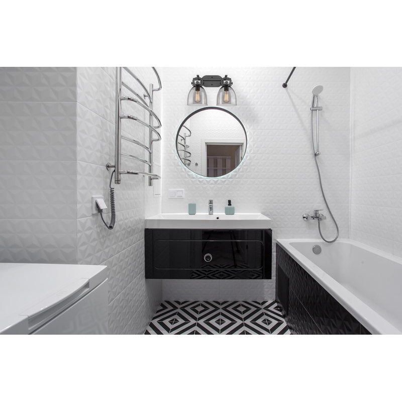 Éclairage pour meuble-lavabo mural 2 lumières 7 po Badillo, Fumée, Nickel poli