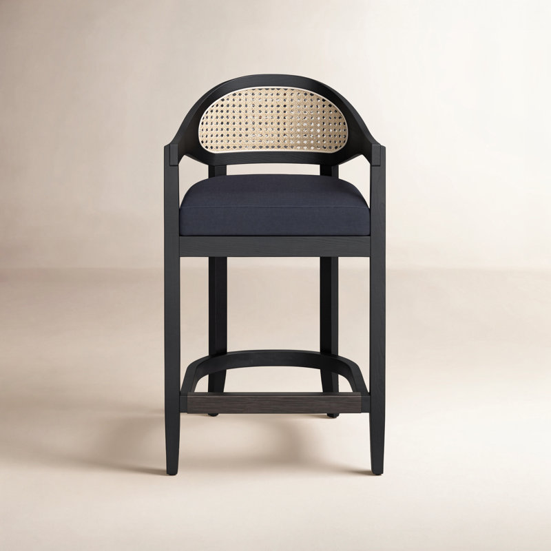 Tabouret Copley, Tissu natté noir de jais, Tabouret de comptoir (siège d'une hauteur de 26 p