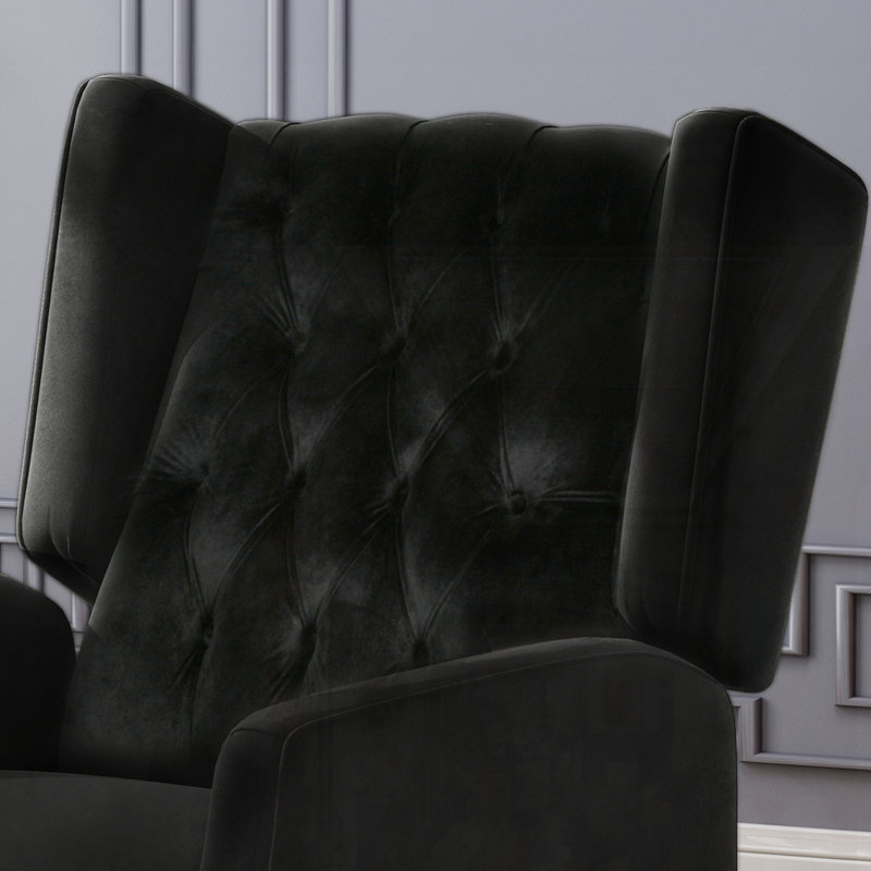 Fabric Armchair Push Back Recliner, Black