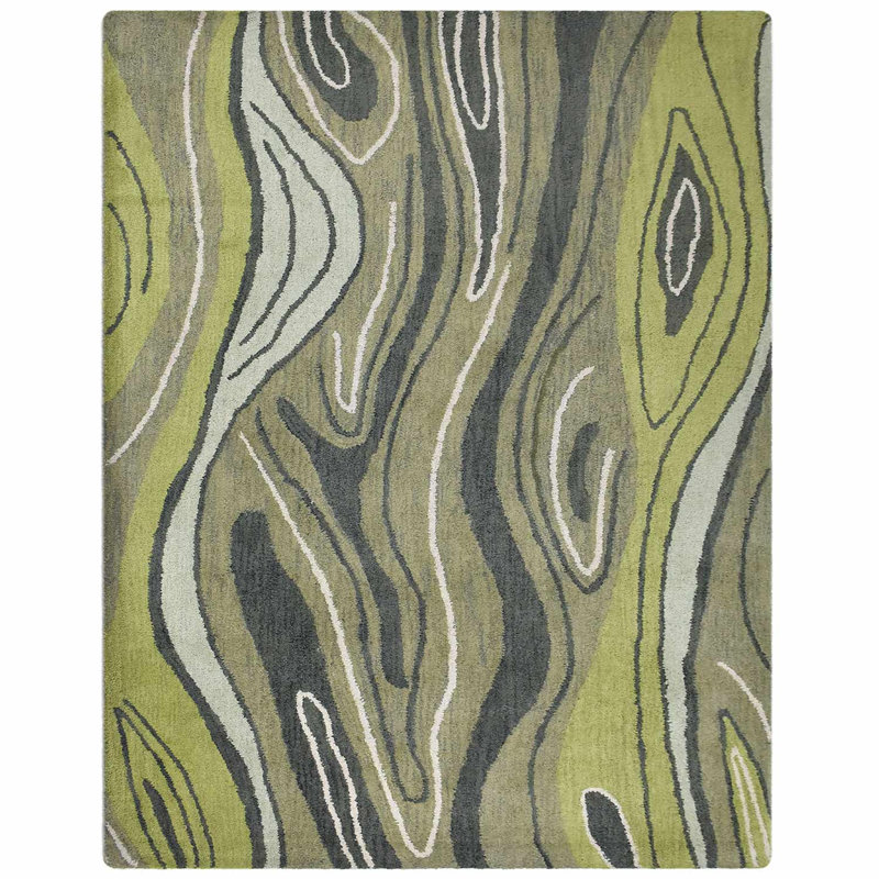 Dalvey HAND TUFTED WOOL ECO-FRIENDLY AREA RUGS - Rectangle | Green Color | Abstract Design | Area rugs for living room, bedrroom