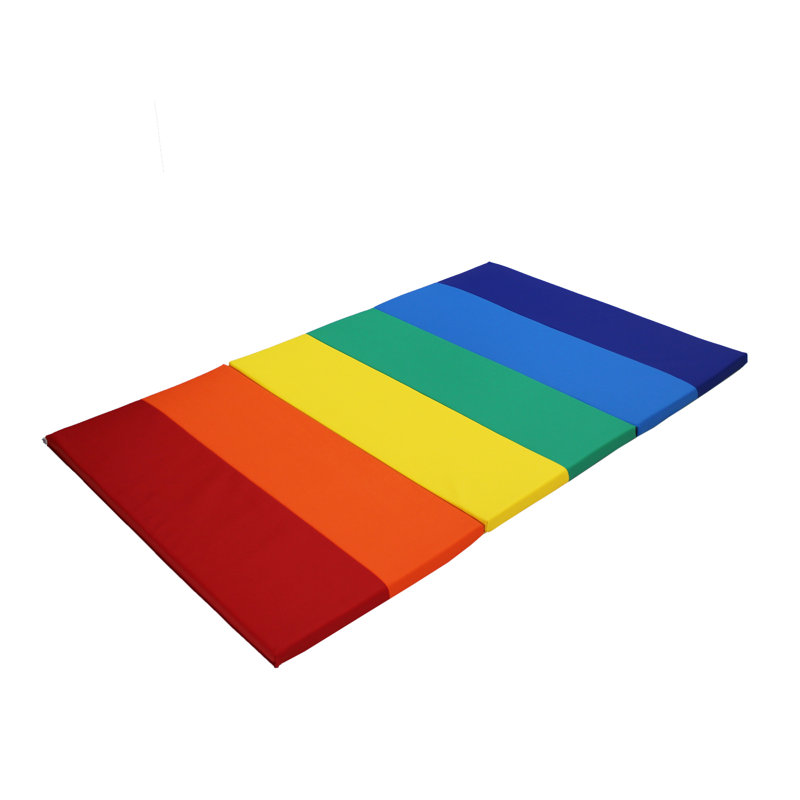 ECR4Kids SoftZone 6-Section Rainbow Runway Activity Mat, Folding Playmat, Multicolor