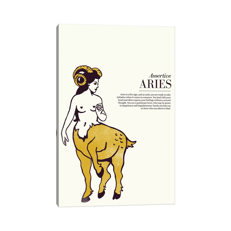 Zodiac Gold Aries par The Whiskey Ginger - Giclée sur toile tendue avec châssis, H 12 po x l 8 po x P 0,75 po