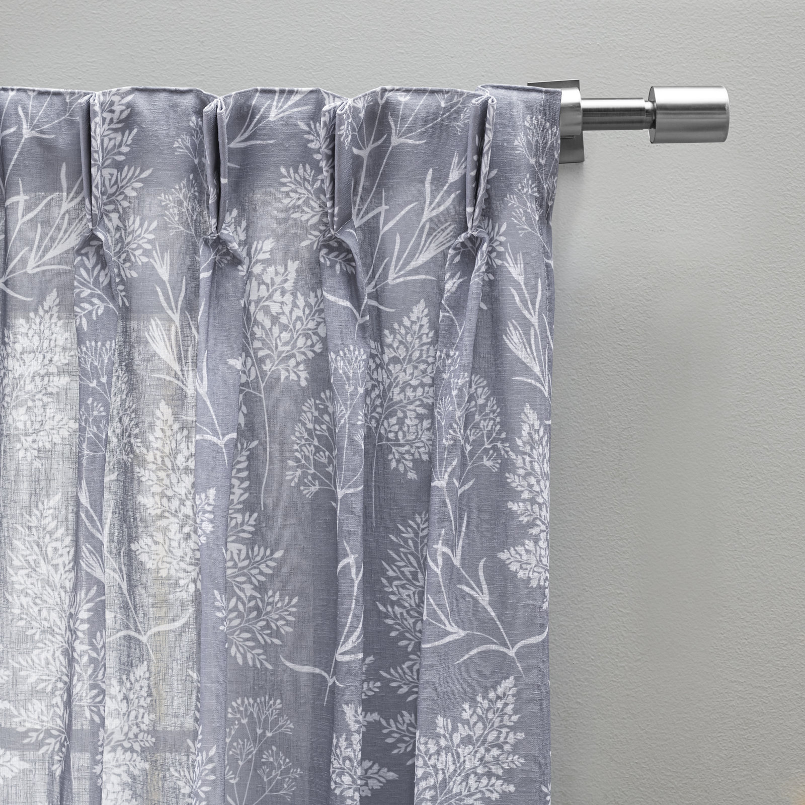 Alston Floral Semi-Sheer Double Wide Patio Panel, Gray 