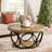 Round Coffee Table,80cm Round Wood Center Table, Farmhouse Large Circle Coffee Tables With 2-tier Storage