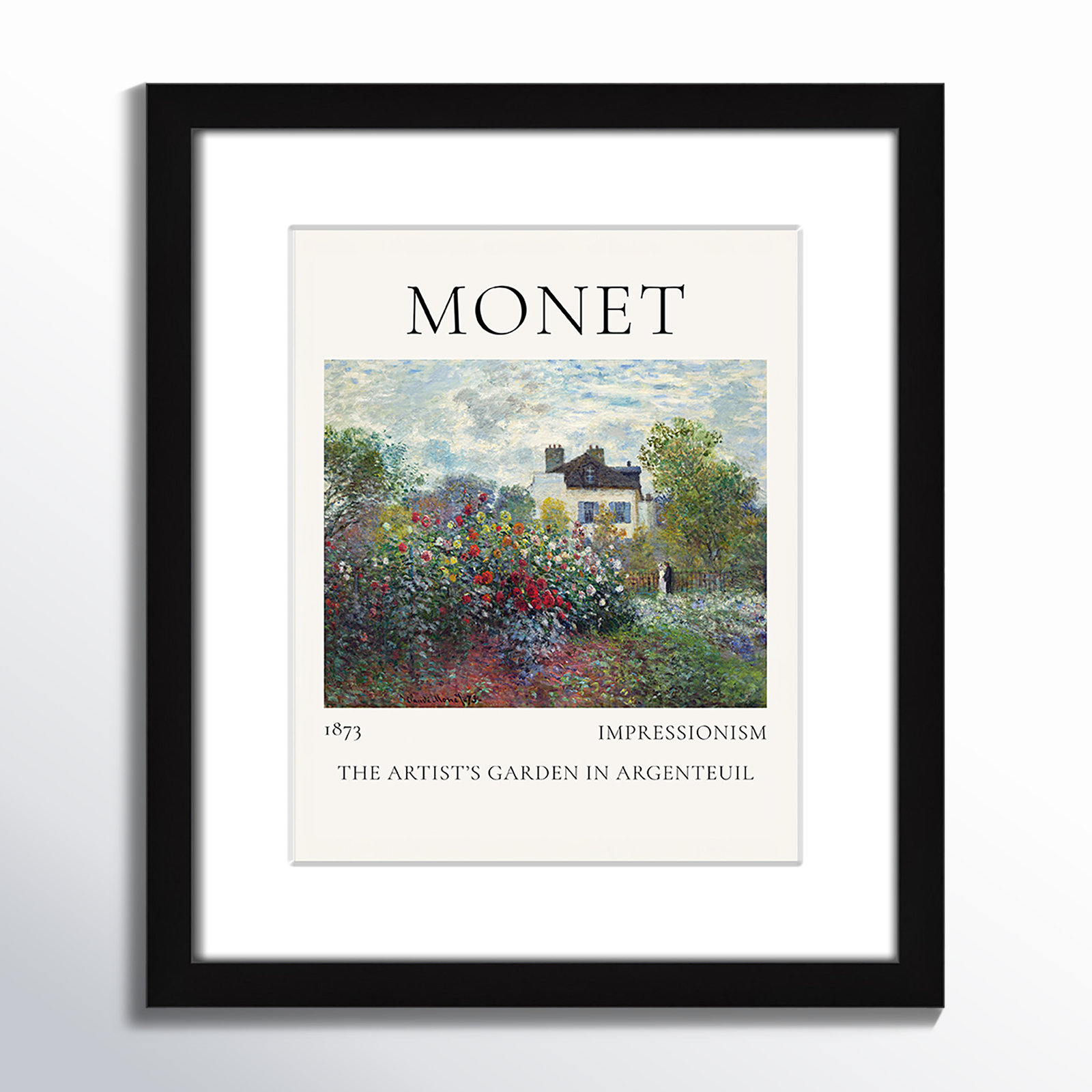 Artists Garden in Argenteuil Print by Claude Monet, Black Single Picture Frame, Yes, 15" H x 13" W x 1.25" D