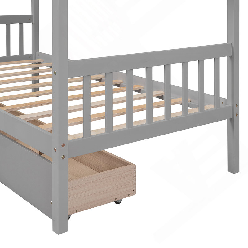 Lit en bois avec tiroirs