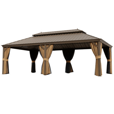 24 Ft. W X 14 Ft. D Aluminum Patio Gazebo With Double Roof