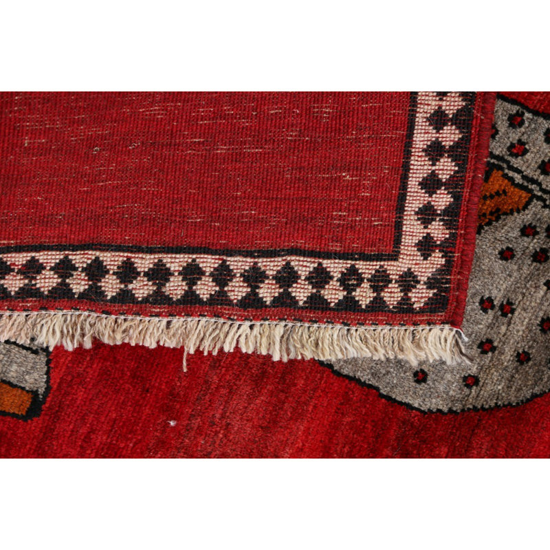 Red Hand Knotted Cheetah Design Rug 3'6"X 6'4"