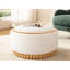 Rond de 29 po avec couvercle réversible, structure en bois, tissu bouclé, multifonctionnel, compartiment de rangement, repose-pieds pour espace de vie, rangement caché moderne, sans espace d'assemblage requis-129907063