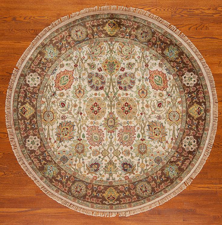 Golden Age Hand Knotted Wool Area Rug, Round 8'