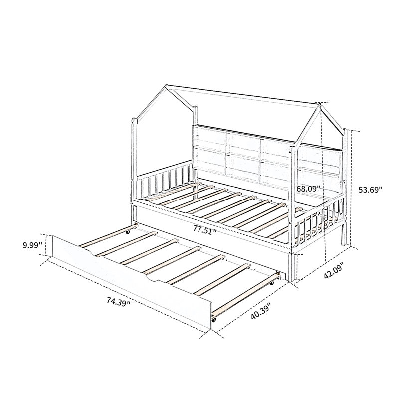 Willer Kids Twin Daybed with Trundle, White