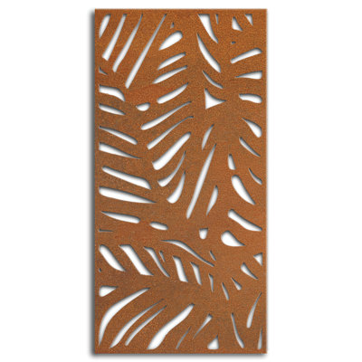 Oasis 3 ft. x 6 ft. Decorative Privacy Panel in Oxy-Shield Weathered Steel with Screws