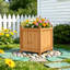 Ensemble de 2 boîtes à fleurs carrées en bois de sapin rustique, pots à fleurs d'extérieur de 18 po avec base amovible et trous de drainage pour patio, jardin et balcon-1629509220