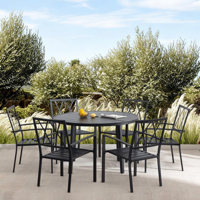 Ensemble de 6 pièces de mobilier de patio en métal, ensemble de chaises d'extérieur de 6 chaises de salle à manger empilables et d'extérieur Sillas Para Patio, chaises de jardin noires pour porche