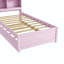 Lit simple avec lit gigogne, bibliothèque, rose