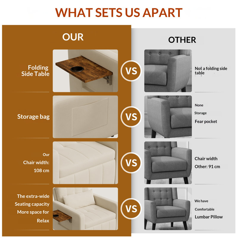 3-in-1 Convertible Sleeper Accent Chair Bed, Beige