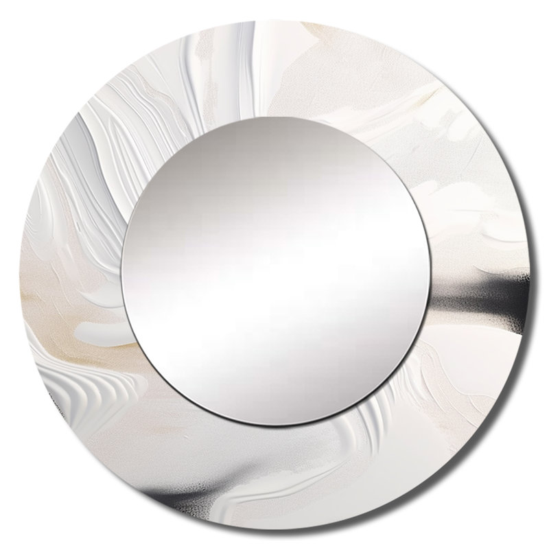 Miroir mural décoratif en marbre blanc et doré Quetzaly, 36 po x 36 po