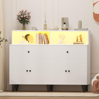 47" Coffee Bar Table Kitchen Pantry Cabinet with Drawers Floor Cupboard Hutch for Living Room Dining Room