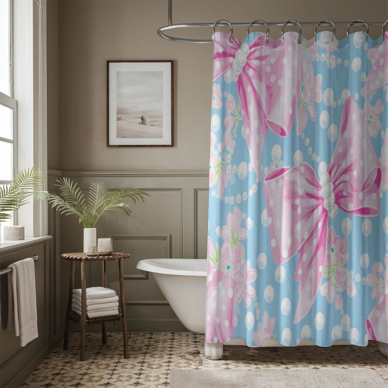Rideau de douche 1 pièce Elegant Bows, H 74 po x l 71 po
