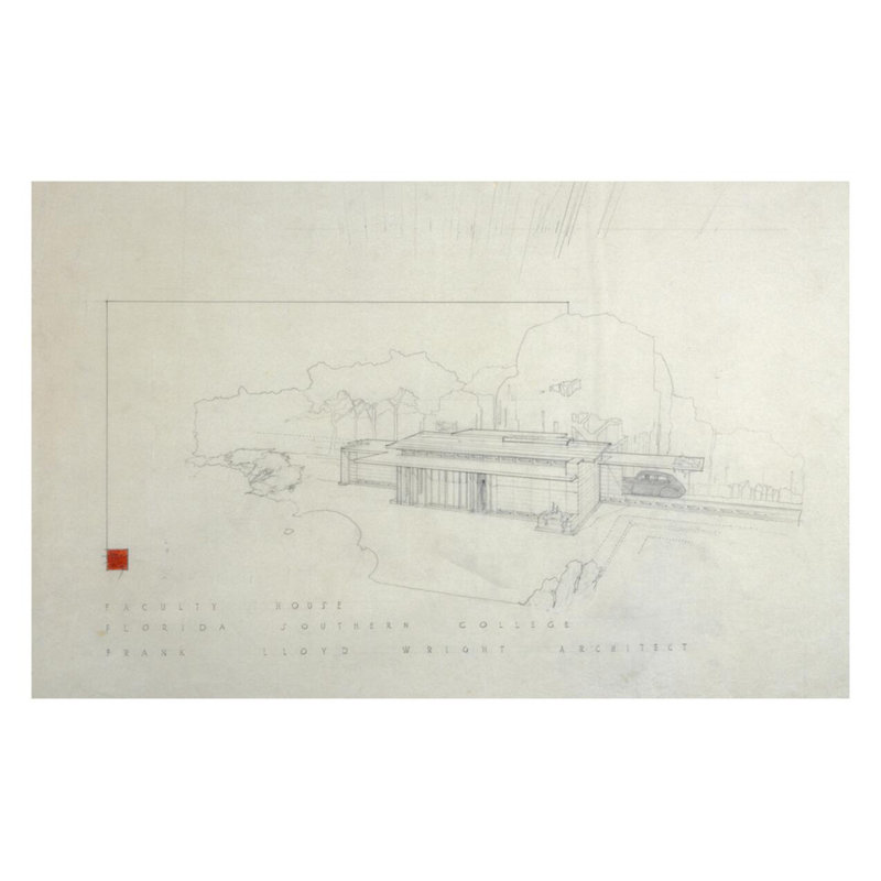 Université Florida Southern College. «Lakeland Florida» par Frank Lloyd Wright - Estampe numérique, H 22 po x l 28 po