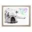 Sleeping White British Bulldog in Abstract - Picture Frame Painting Print-55619207-55619205