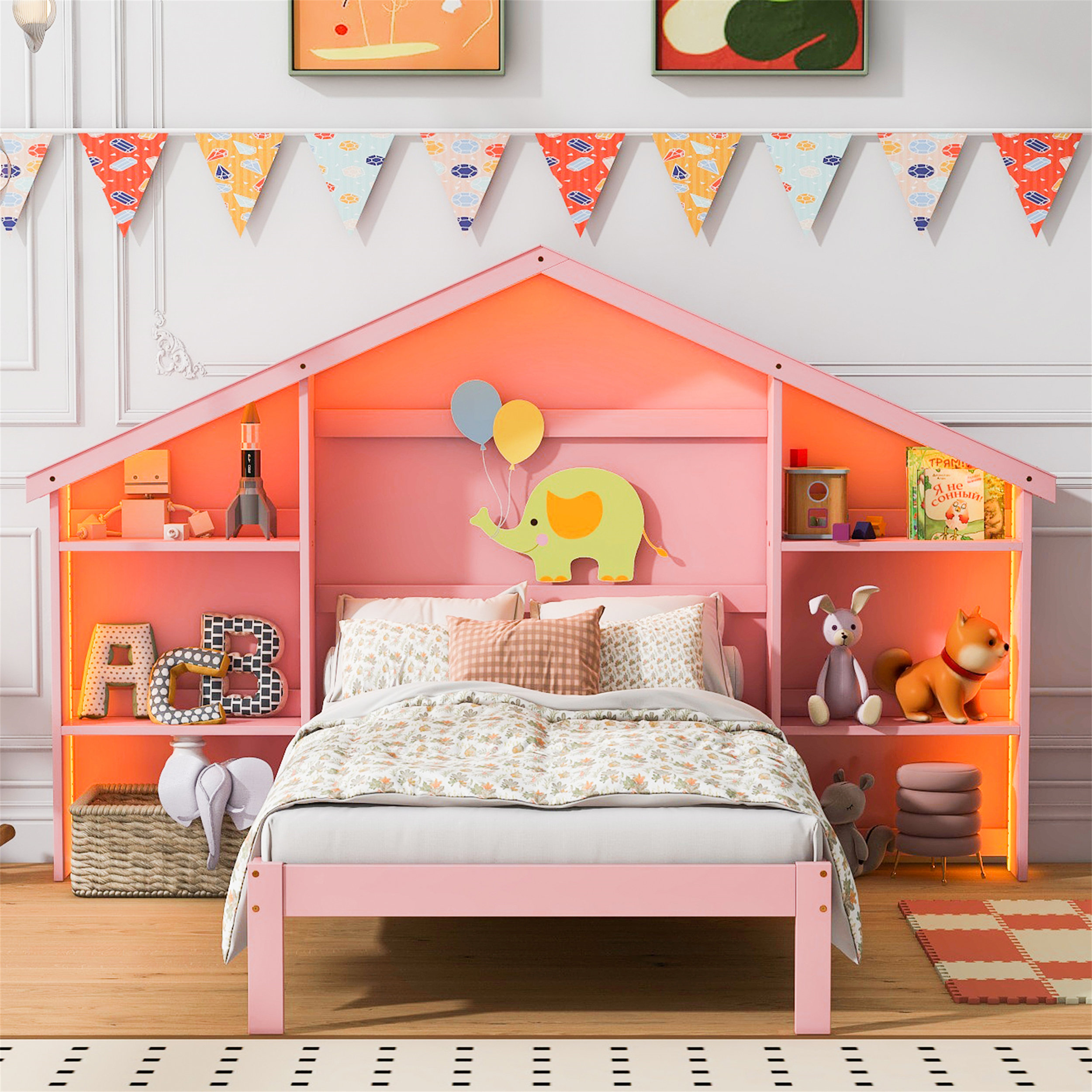 Latitude Run® Platform Bed With House-Shaped Storage Headboard And ...