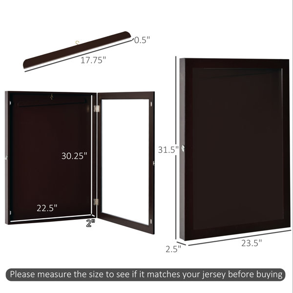 HOMCOM UV-Resistant Sports Jersey Frame Display Case - Cherry Brown