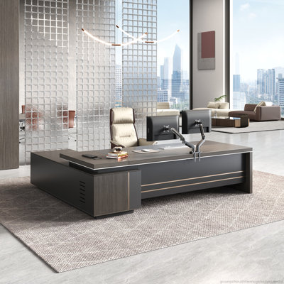 Executive L-Shaped Desk With Secure Storage And Cable Management