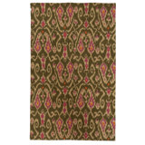 Flatweave Wool Area Rug in Green And Multi