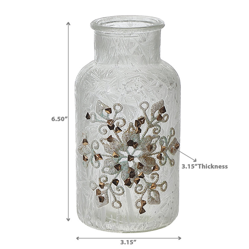 Pot en verre flocon de neige givré givré