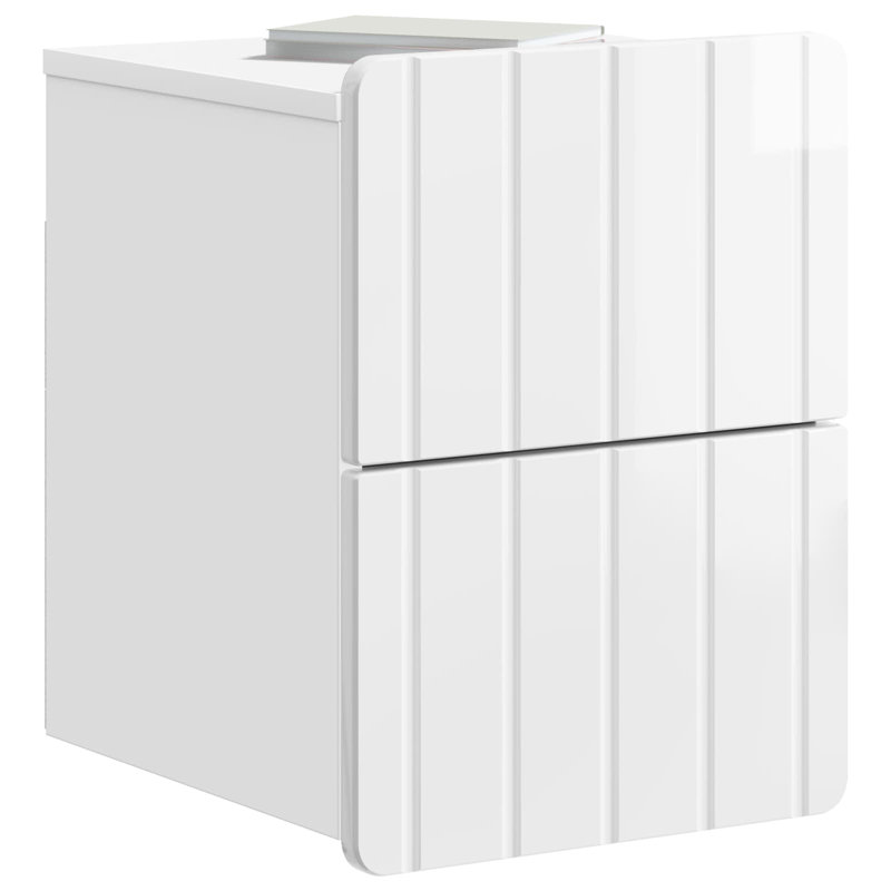 33cm W Manufactured Wood Bedside Table, High Gloss White
